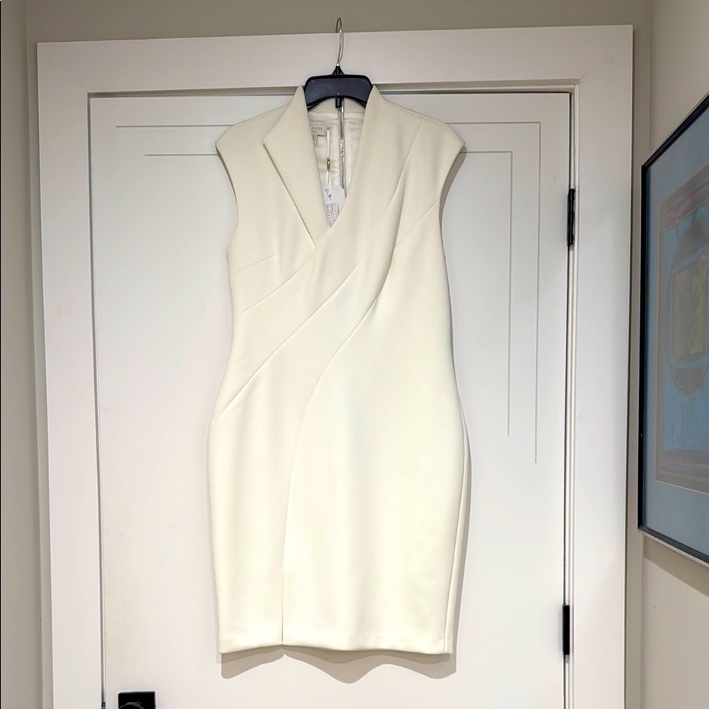 Ted Baker London Cream Asymmetrical Wrap Mini Dress